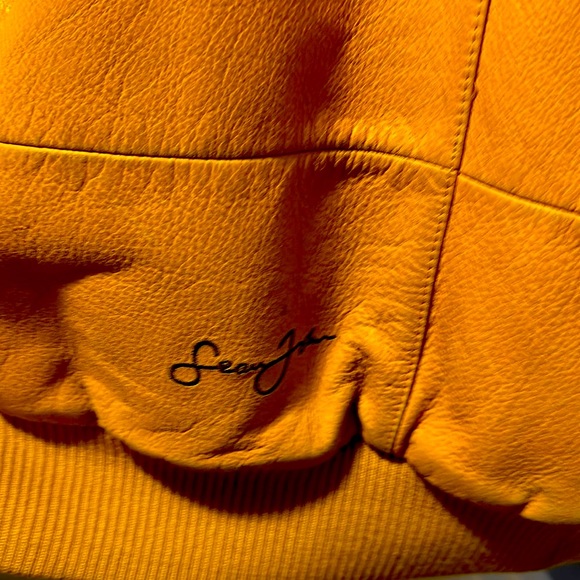 RARE Men’s 100% Authentic Leather Taupe Vintage Bomber Jacket by Sean John - Picture 7 of 12